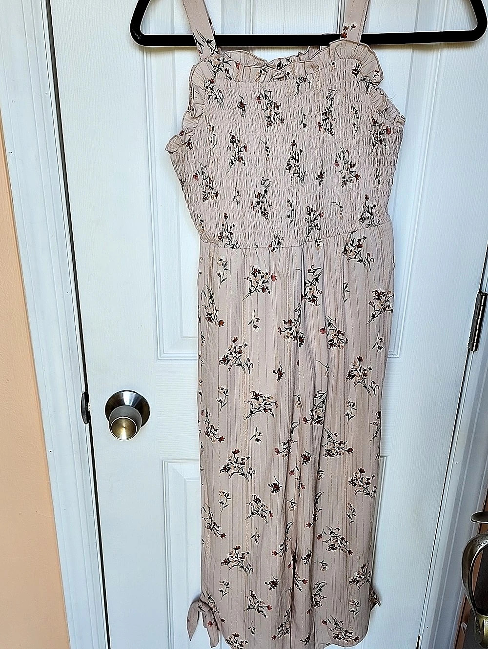 Rare Editions Jumpsuit Floral Smocked in Pink Size 10